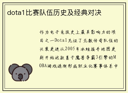 dota1比赛队伍历史及经典对决